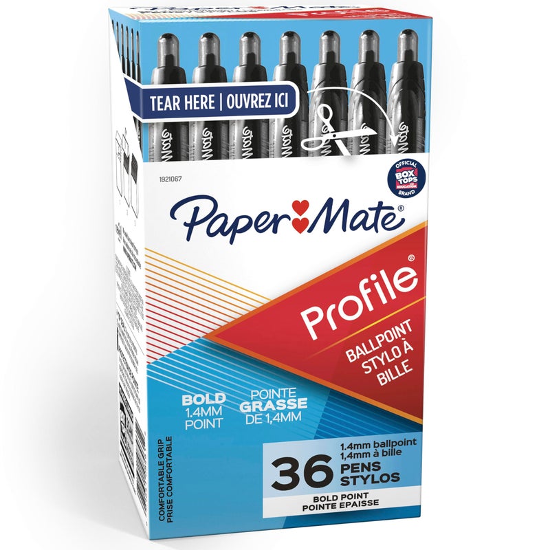 Paper Mate Profile Retractable Ballpoint Pens Bold Point (1.4mm) Black 36 Count - Image 1
